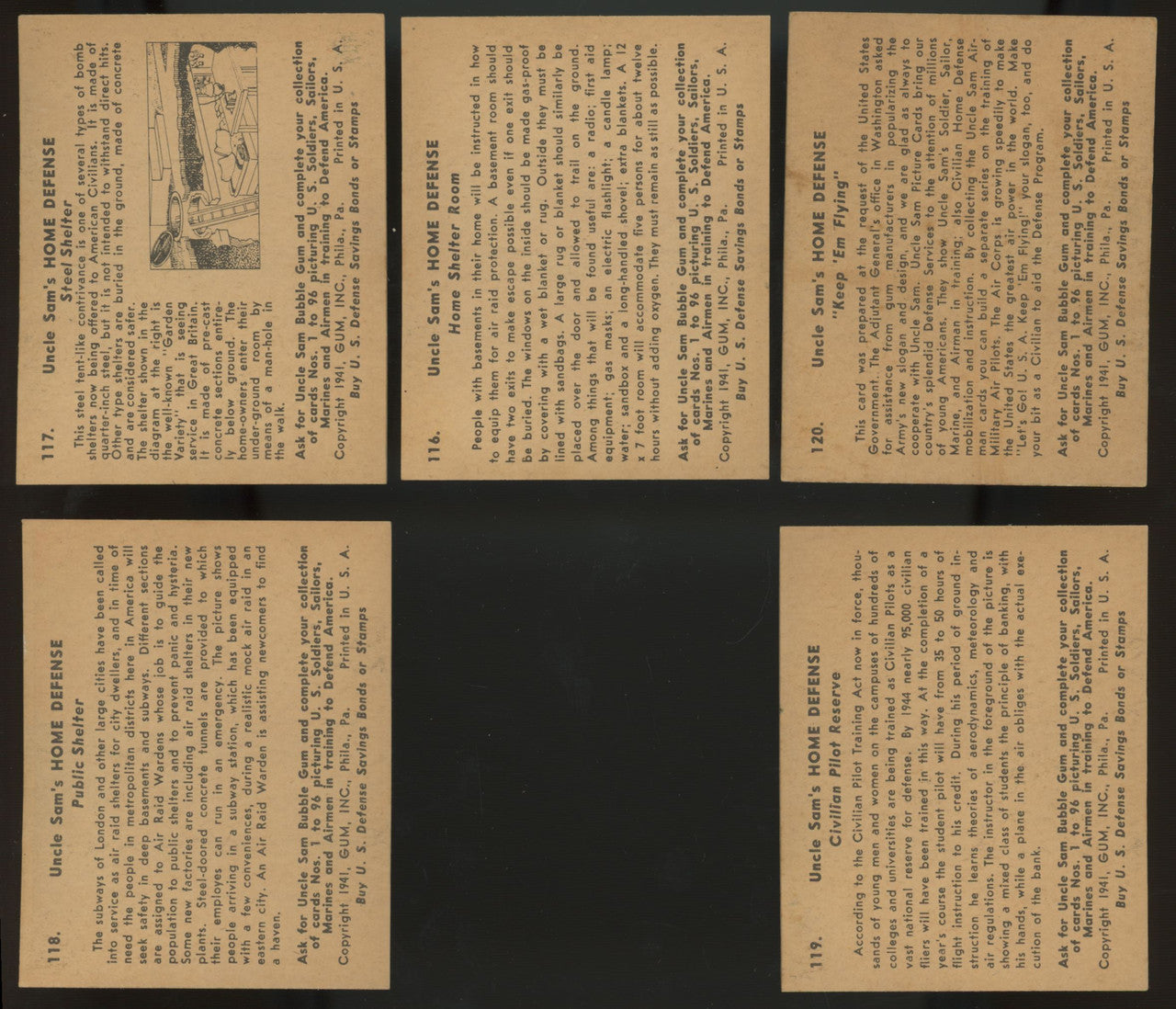1941 Gum Inc Uncle Sam's Home Defense Partial Set 23/48 EX-EX/MT