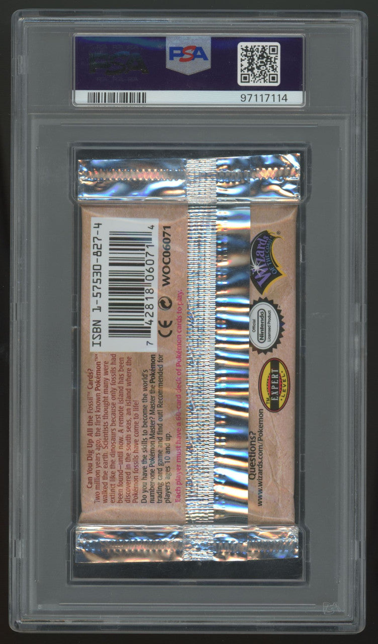 1999 Pokemon Fossil Unlimted Wide Margins Lapras Booster Pack Sealed PSA 8