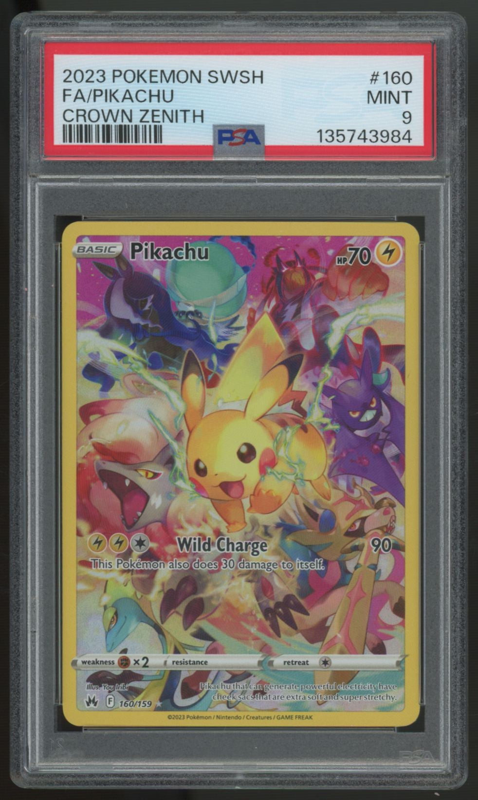 2023 Pokemon Pikachu Crown Zenith Full Art #160 PSA 9