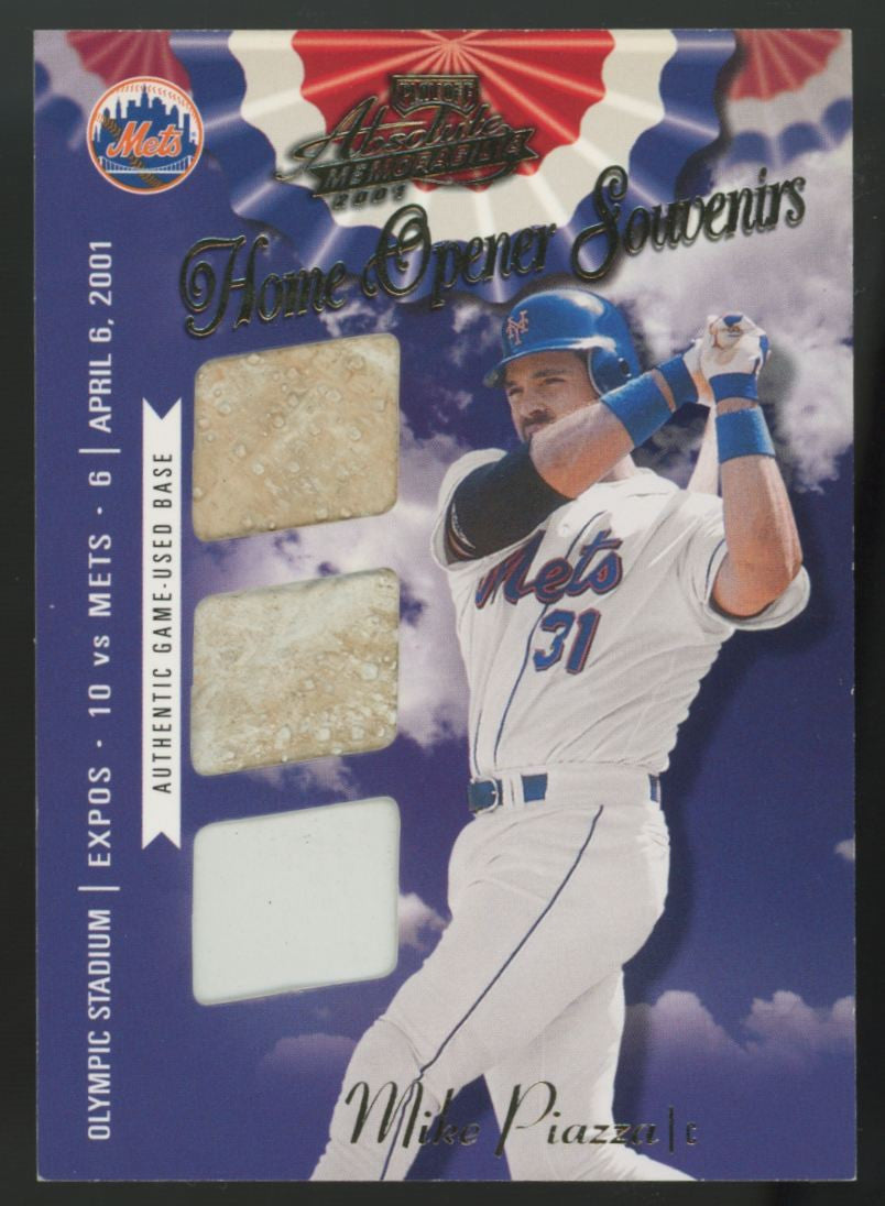 2001 Playoff Absolute Mike Piazza Home Opener Souvenirs Triple Relic /75 #OD-13