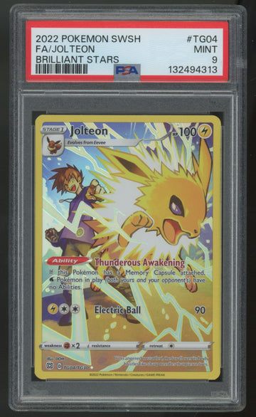 2022 Pokemon Jolteon Brilliant Stars Full Art Holo #TG04 PSA 9