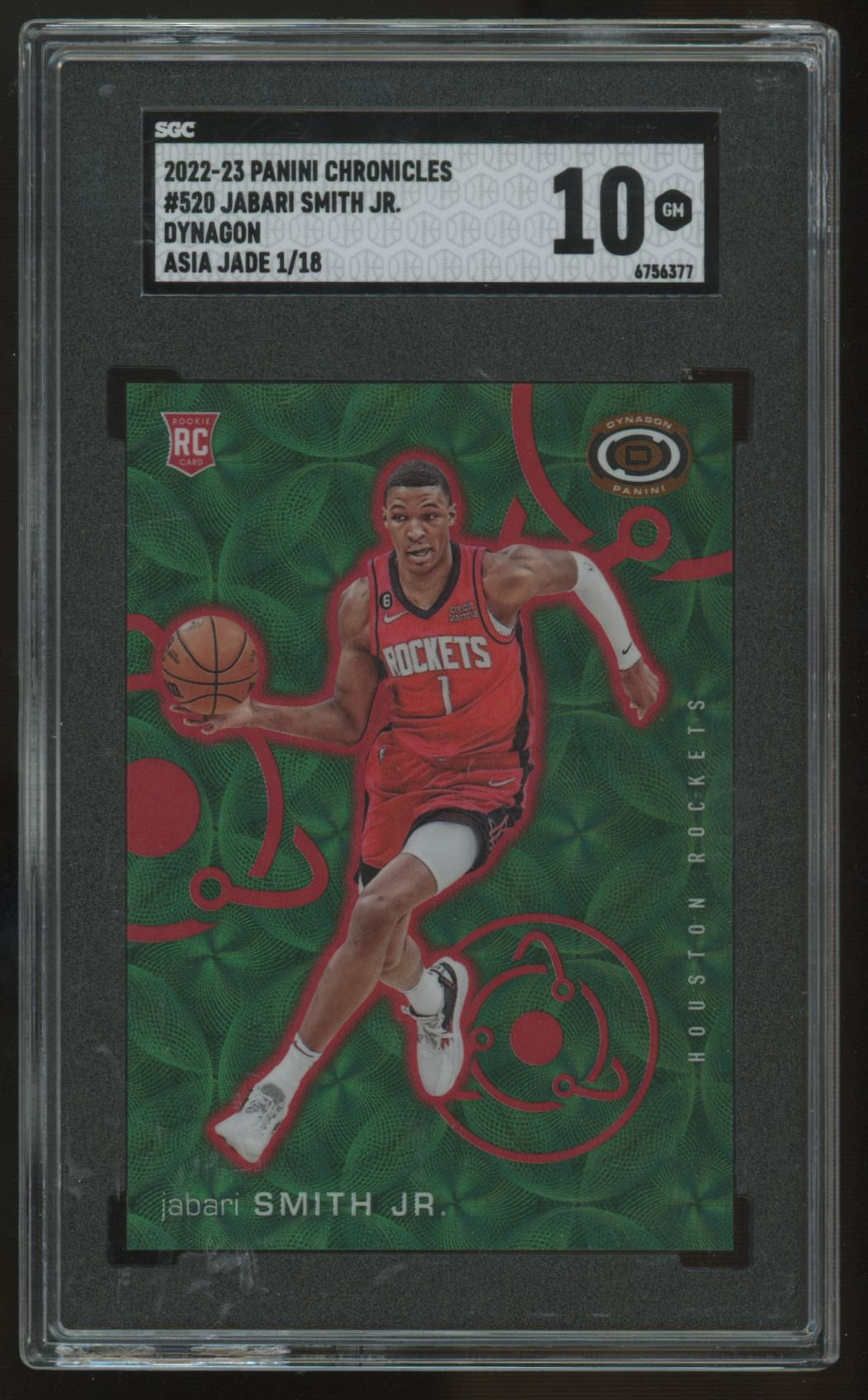 2022-23 Panini Chronicles Jabari Smith Jr. RC Dynagon Asia Jade /18 #520 SGC 10