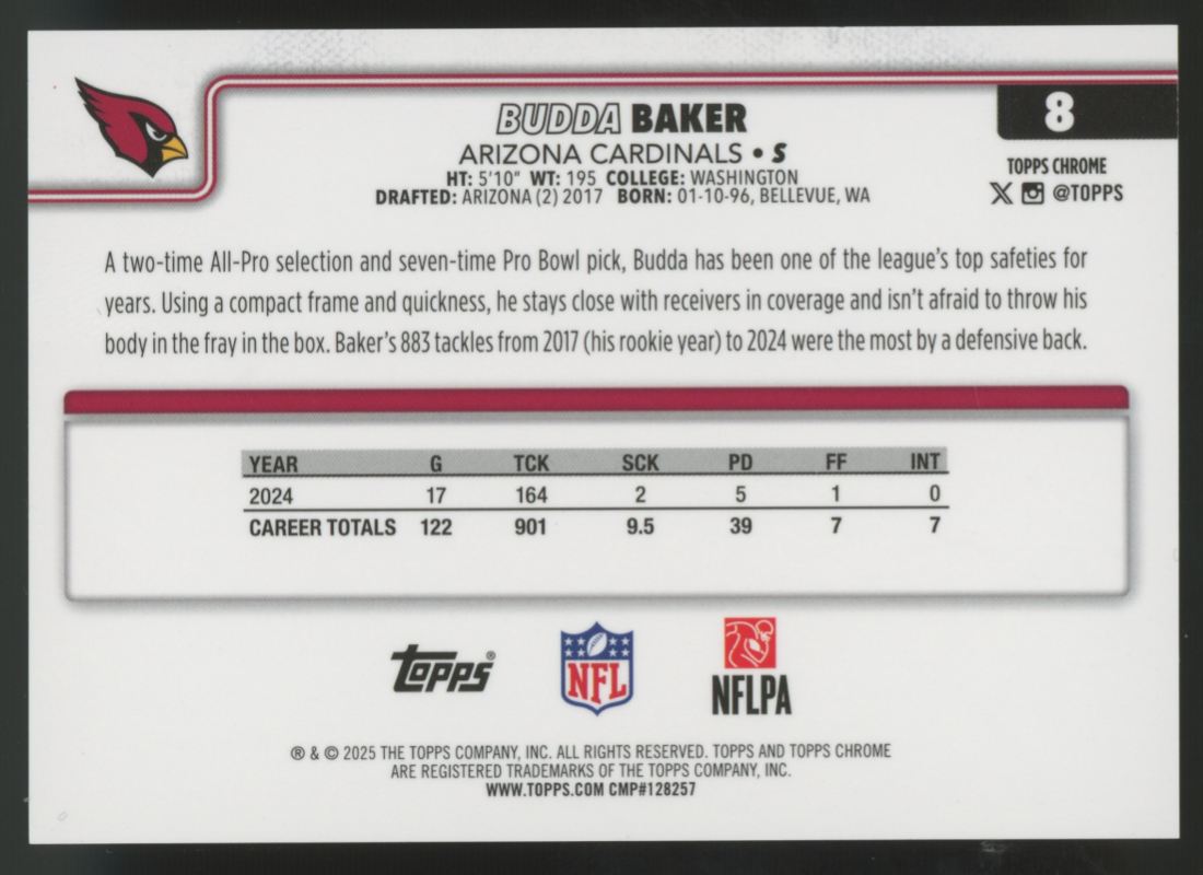 2025 Topps Chrome Sapphire Budda Baker Red /5 #8