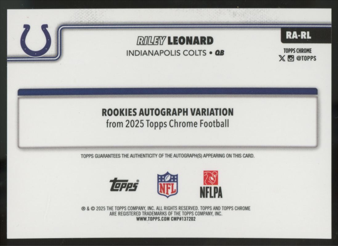 2025 Topps Chrome Sapphire Riley Leonard RC Orange Auto /25 #RA-RL