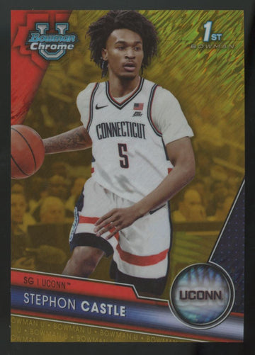 2023-24 Bowman Chrome University Stephon Castle 1st Gold Shimmer /50 #88