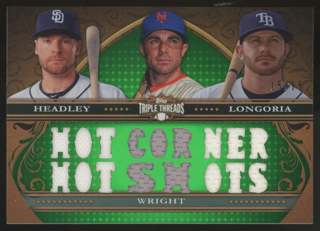 2013 Topps Triple Threads Longoria/Wright Emerald Combo Relic /18 #TTRC-HWL
