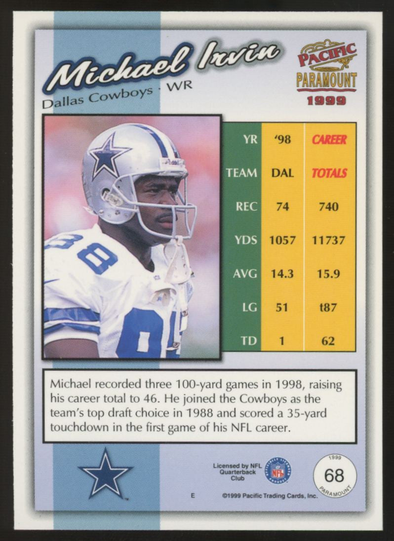 1999 Pacific Paramount Michael Irvin Holo Silver /99 #68