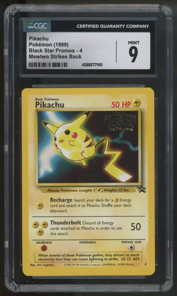 1999 Pokemon Pikachu Mewtwo Strikes Back Promo #4 CGC 9