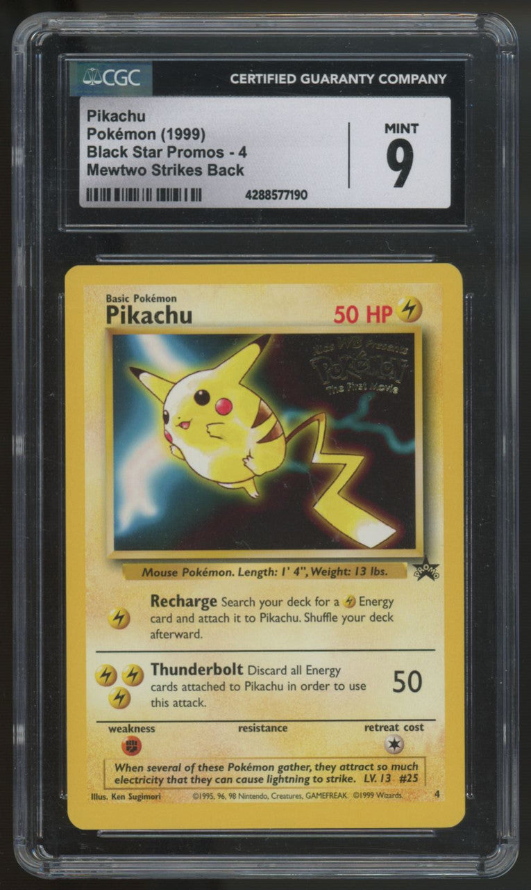 1999 Pokemon Pikachu Mewtwo Strikes Back Promo #4 CGC 9