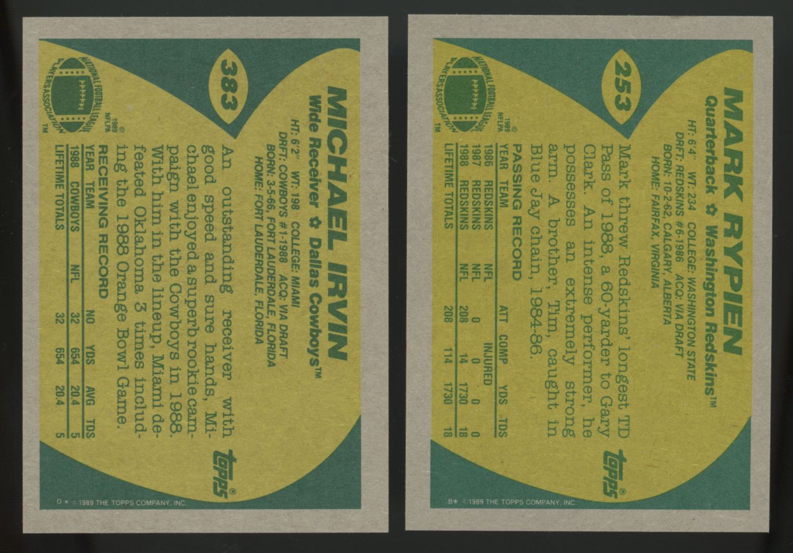 1989 Topps Football Complete Set (1-396) EX/MT