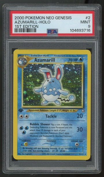 2000 Pokemon Azumarill Neo Genesis 1st Edition Holo #2 PSA 9