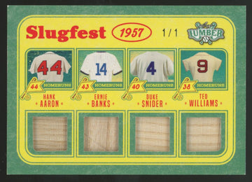 2025 Leaf Lumber Hank Aaron Ernie Banks Snider Ted Williams Quad Bat Relic 1/1
