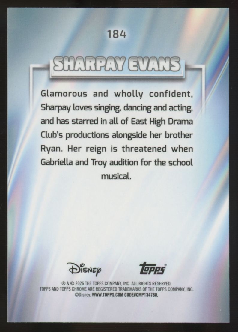 2026 Topps Chrome Disney Sharpay Evans Pink Mini Diamond Refractor /250 #184