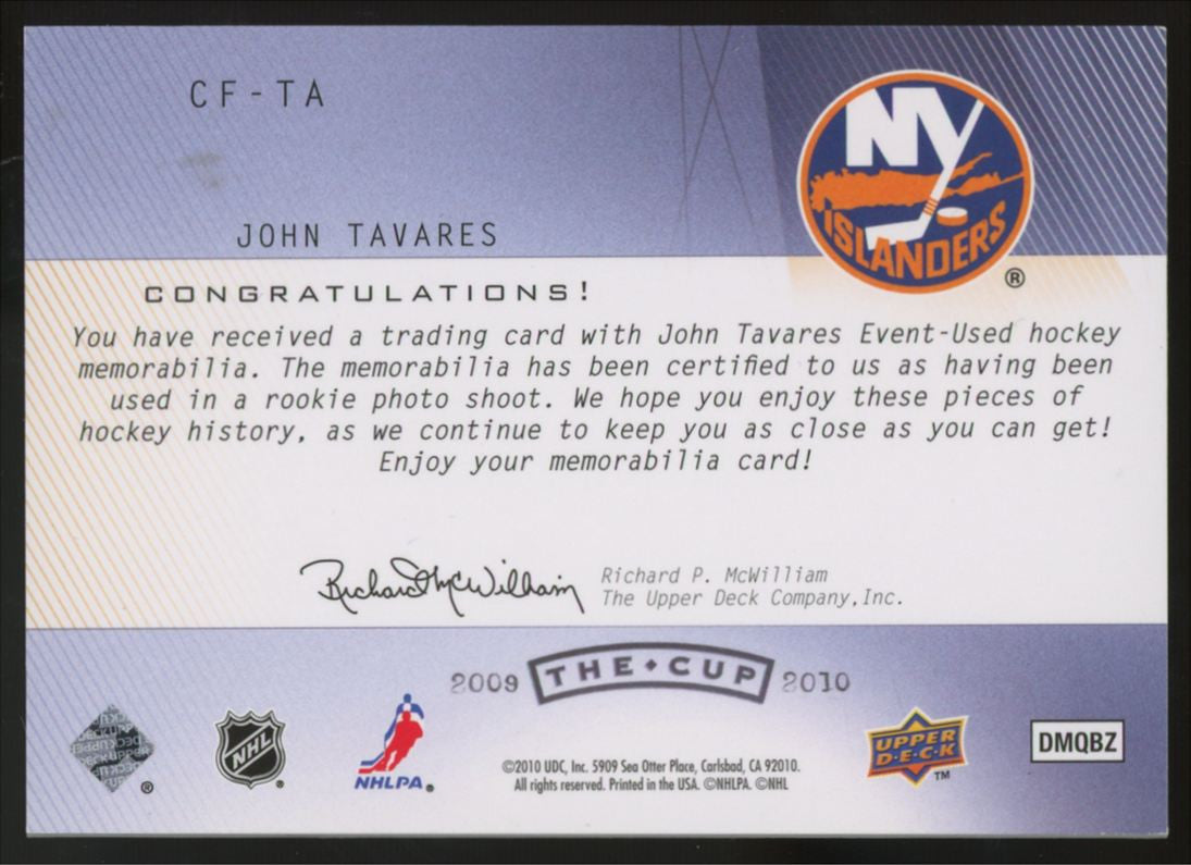 2009-10 Upper Deck The Cup John Tavares Foundations Quad Patch /25 #CF-TA
