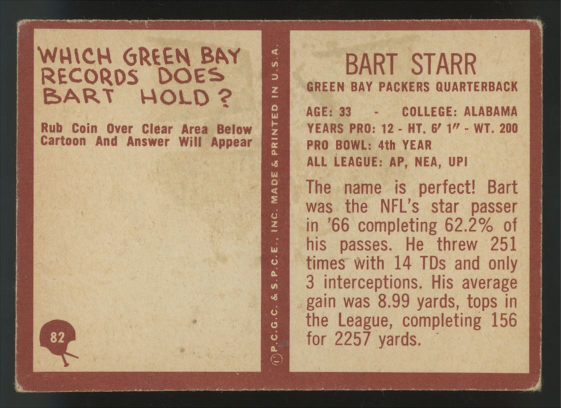 1967 Philadelphia Bart Starr #82 VG