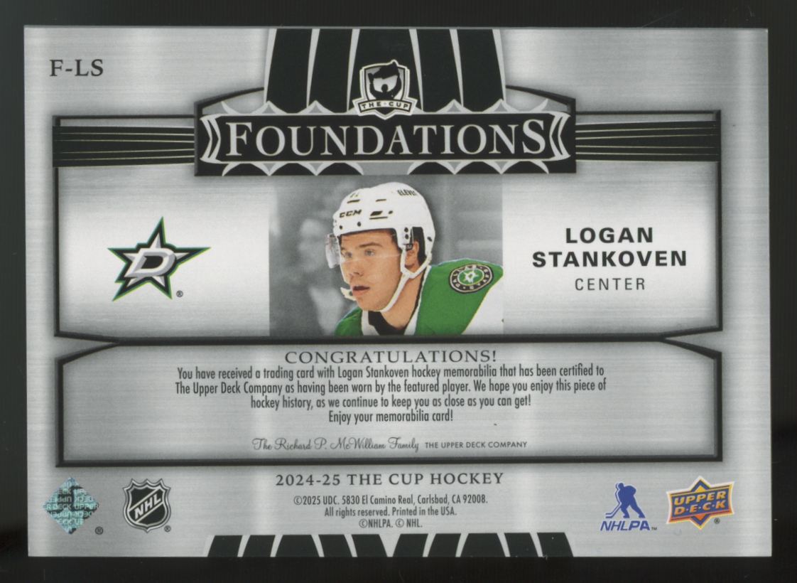 2024-25 Upper Deck The Cup Logan Stankoven Foundations Quad Patch /99 #F-LS