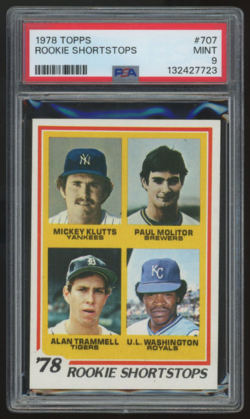 1978 Topps Trammell/Molitor/Washington RC Rookie Shortstops #707 PSA 9 New Grade