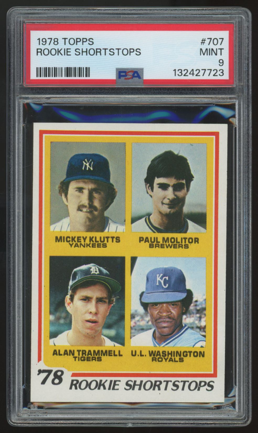 1978 Topps Trammell/Molitor/Washington RC Rookie Shortstops #707 PSA 9 New Grade