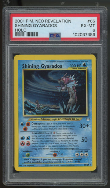 2001 Pokemon Shining Gyarados Neo Revelation Unlimited Holo #65 PSA 6