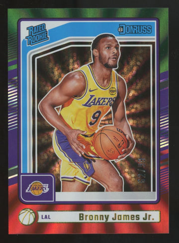 2024-25 Donruss Bronny James Jr. RC Rated Rookie Holo Red/Green Laser /99 #243