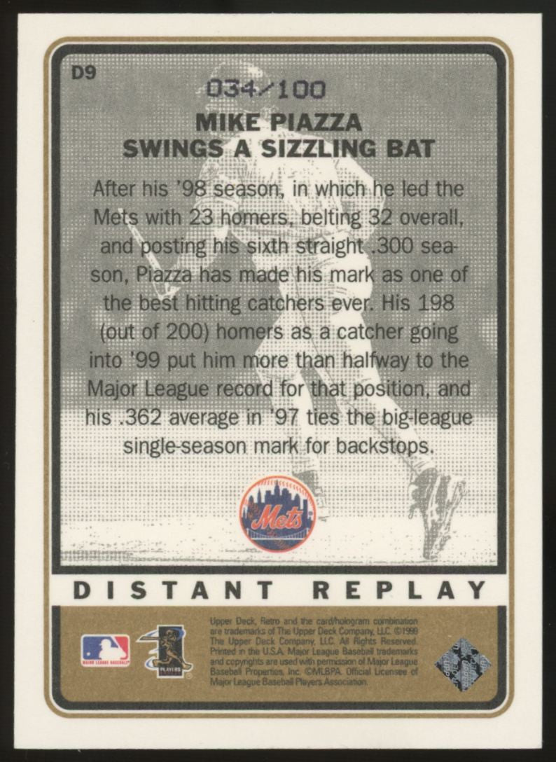 1999 Upper Deck Retro Mike Piazza Distant Replay Level 2 /100 #D9