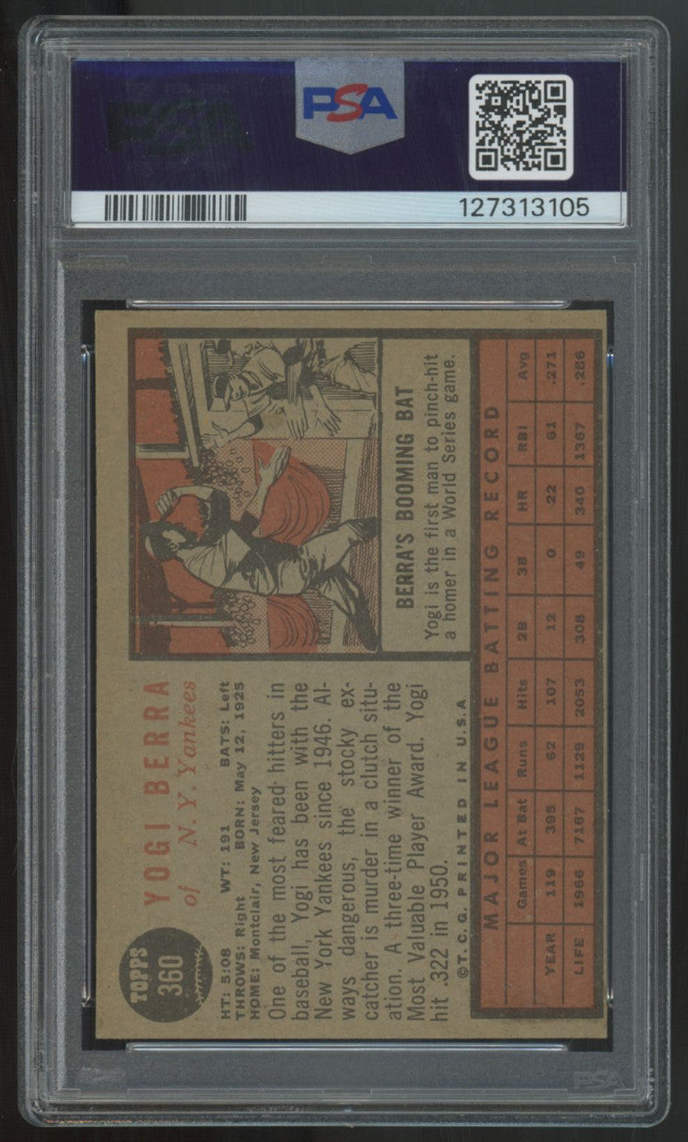 1962 Topps Yogi Berra #360 PSA 6 *105