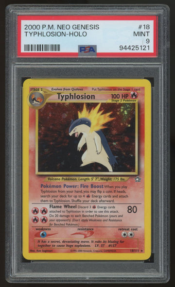 2000 Pokemon Typhlosion Neo Genesis Holo #18 PSA 9