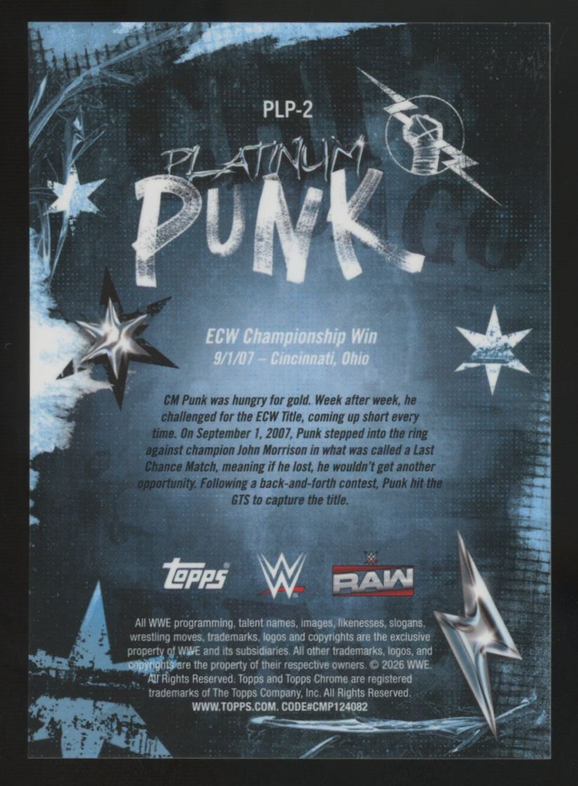 2026 Topps Chrome WWE CM Punk Gold Platinum Punk /50 #PLP-2