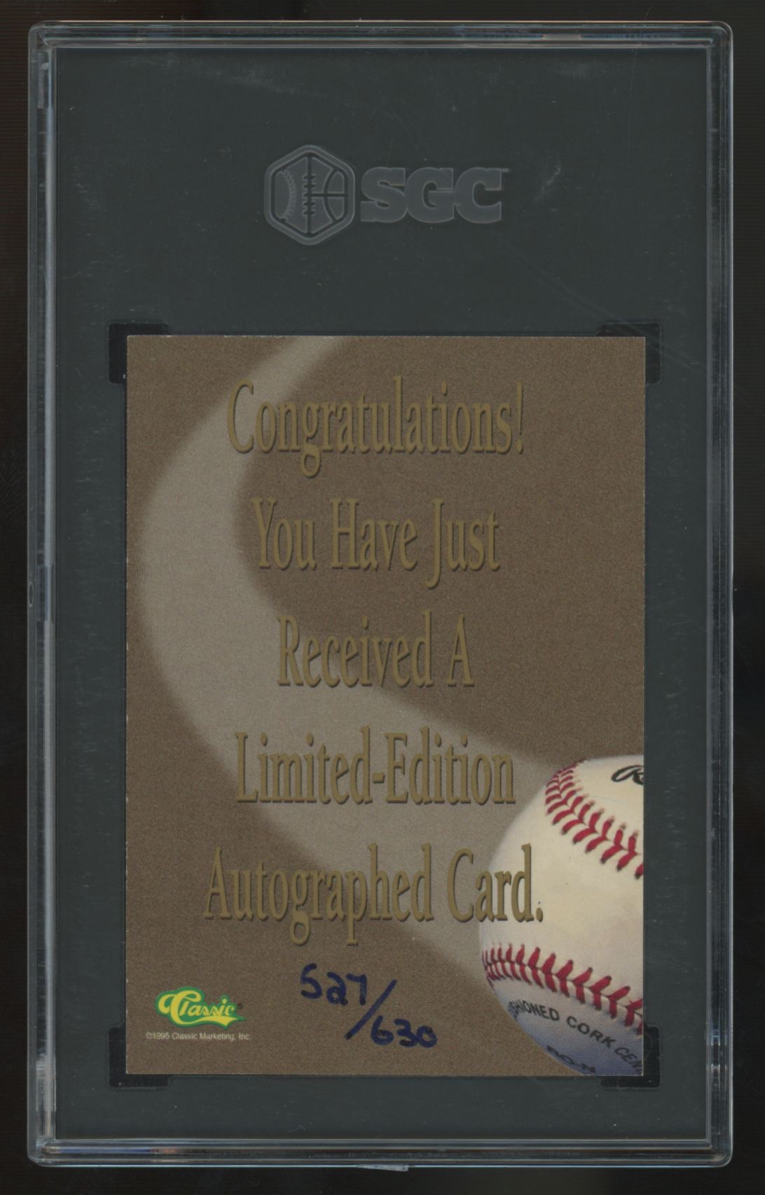 1995 Classic Five Sport Barry Bonds Hot Box Auto /630 BGS 9 10