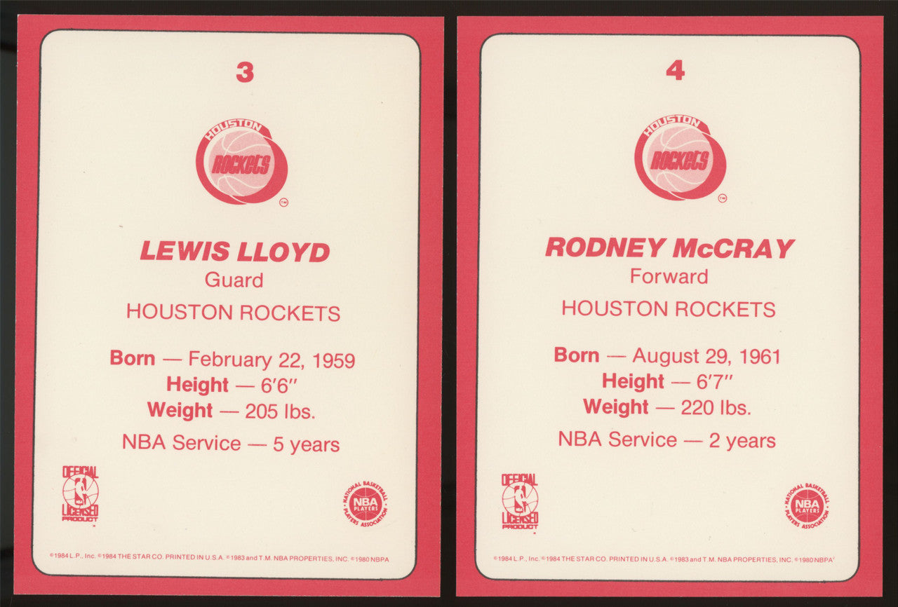 1985 Star Co. Basketball Houston Rockets Super Teams Set (5) Olajuwon RC