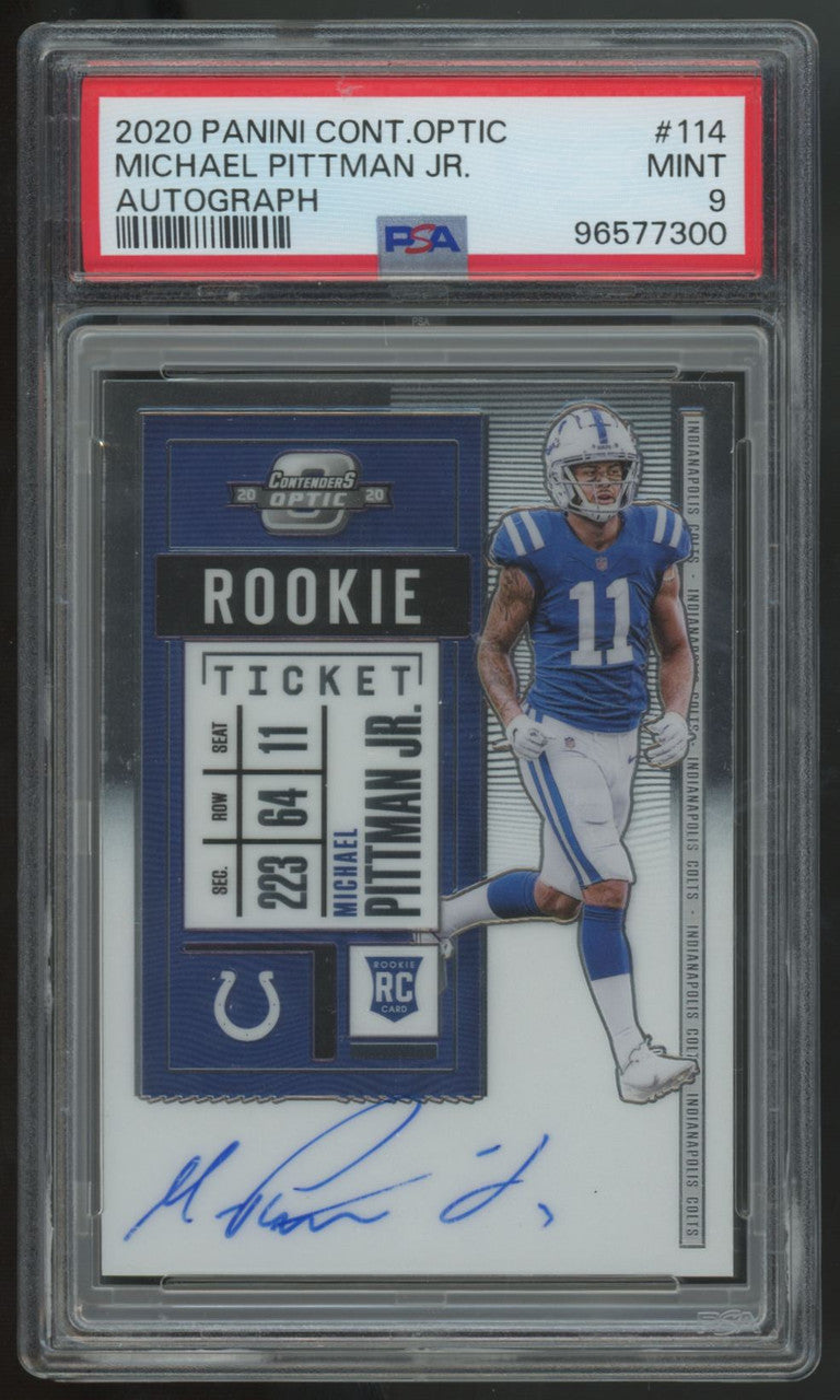 2020 Contenders Optic Michael Pittman Jr. RC Rookie Ticket Auto #114 PSA 9