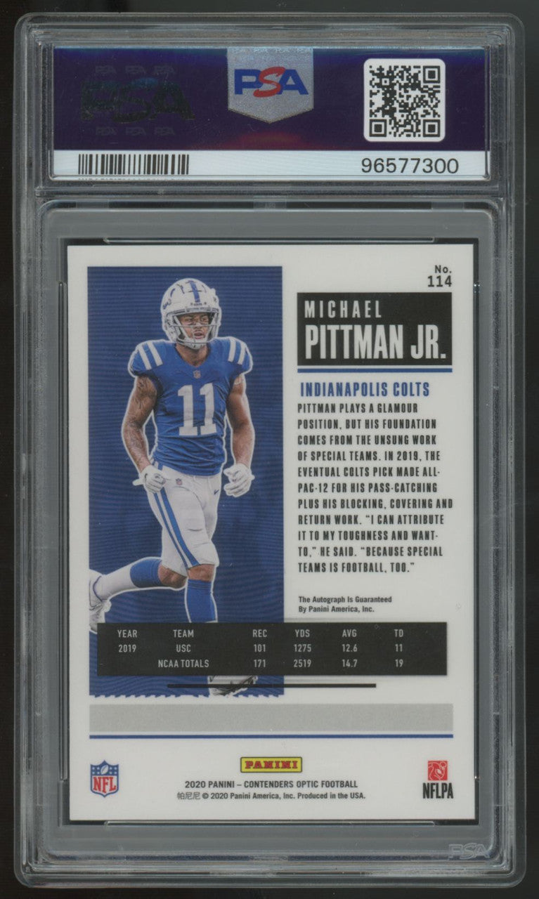 2020 Contenders Optic Michael Pittman Jr. RC Rookie Ticket Auto #114 PSA 9