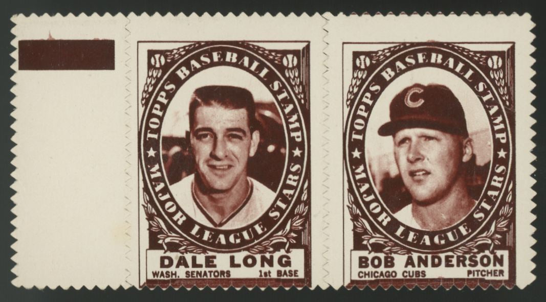 1961 Topps Dale Long / Bob Anderson Stamp Panel EX