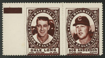 1961 Topps Dale Long / Bob Anderson Stamp Panel EX