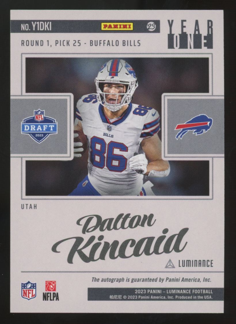 2023 Panini Luminance Dalton Kincaid RC Year One SP Photo Variation Auto #Y1DKI