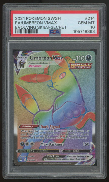 2021 Pokemon Umbreon VMax Evolving Skies Secret Rare #214 PSA 10