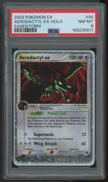2003 Pokemon Aerodactyl ex Sandstorm Holo #94 PSA 8