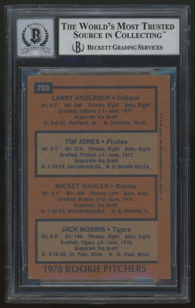 1978 Topps Jack Morris RC Signed Auto BGS Authentic 10 *810