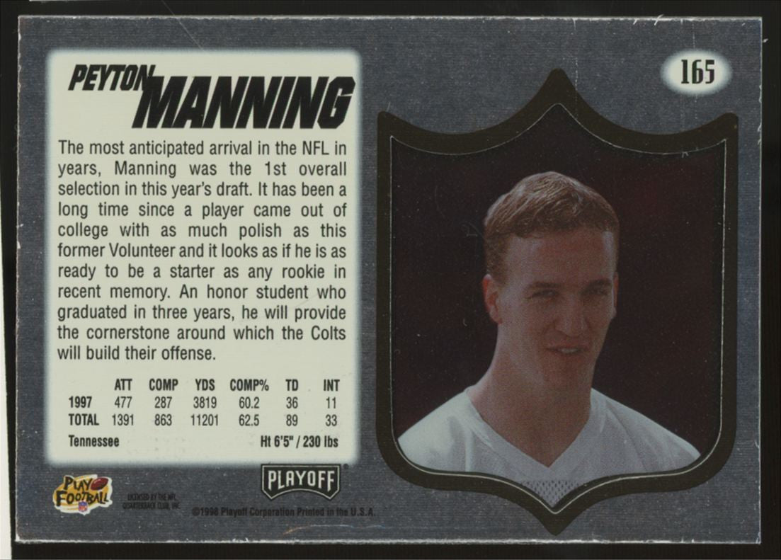 1998 Playoff Peyton Manning RC Absolute SSD Red #165