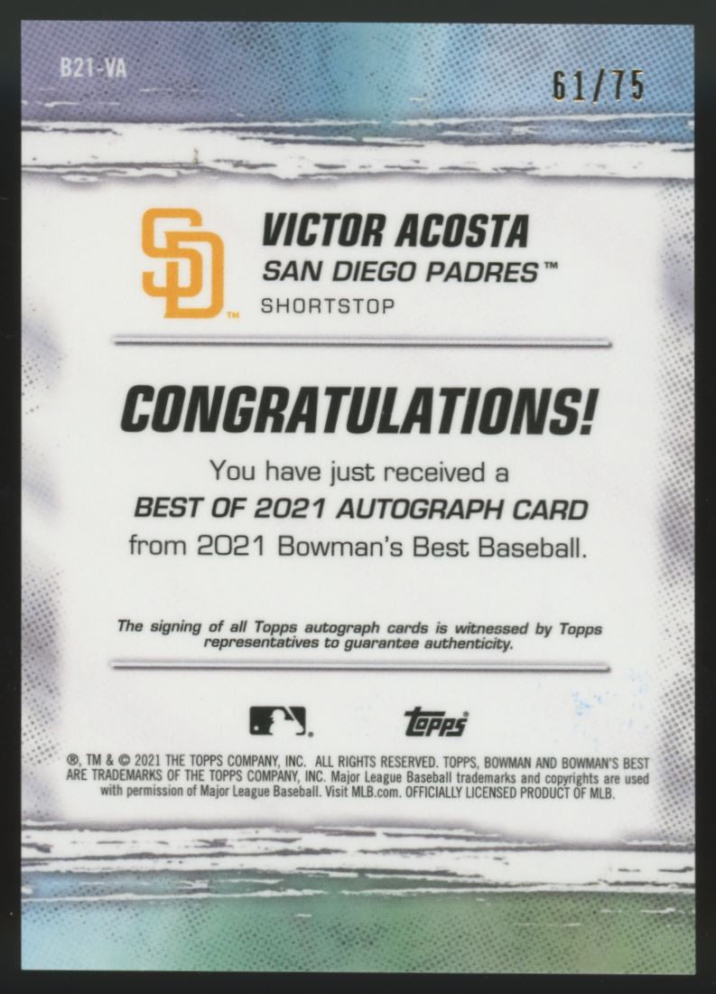 2021 Bowman's Best Victor Acosta Auto Gold Lava /75 #B21-VA