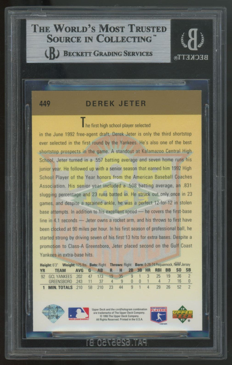 1993 Upper Deck Derek Jeter RC Top Prospect #449 BGS 8.5