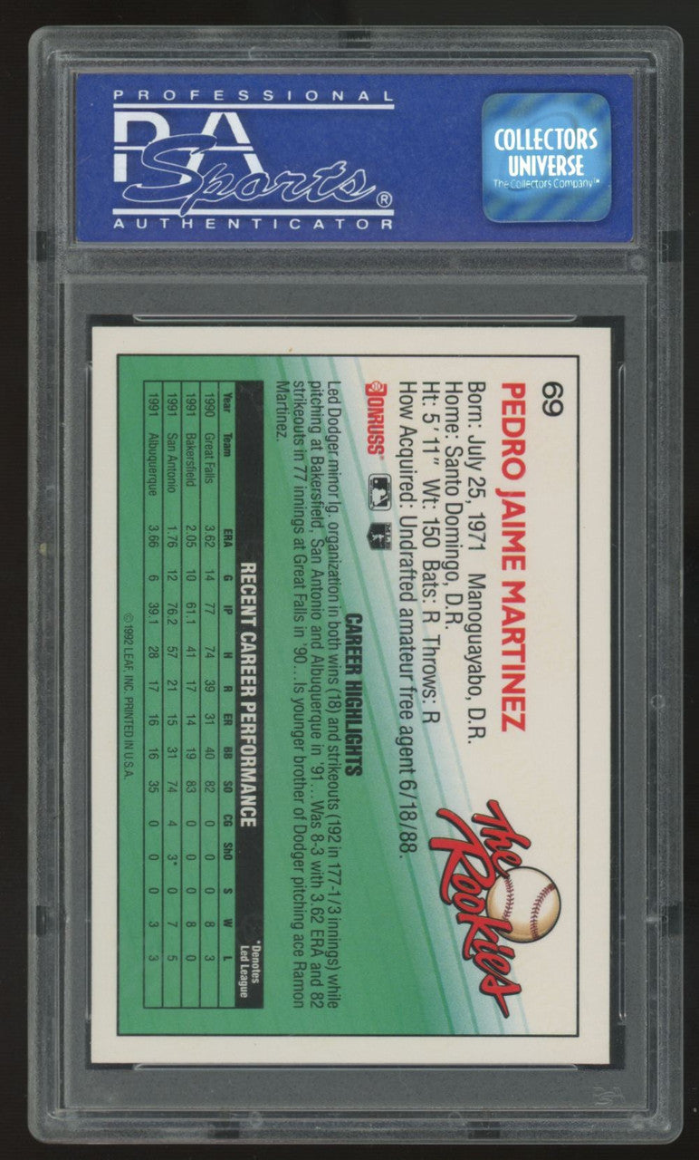 1992 Donruss Pedro Martinez RC The Rookies #69 PSA 9