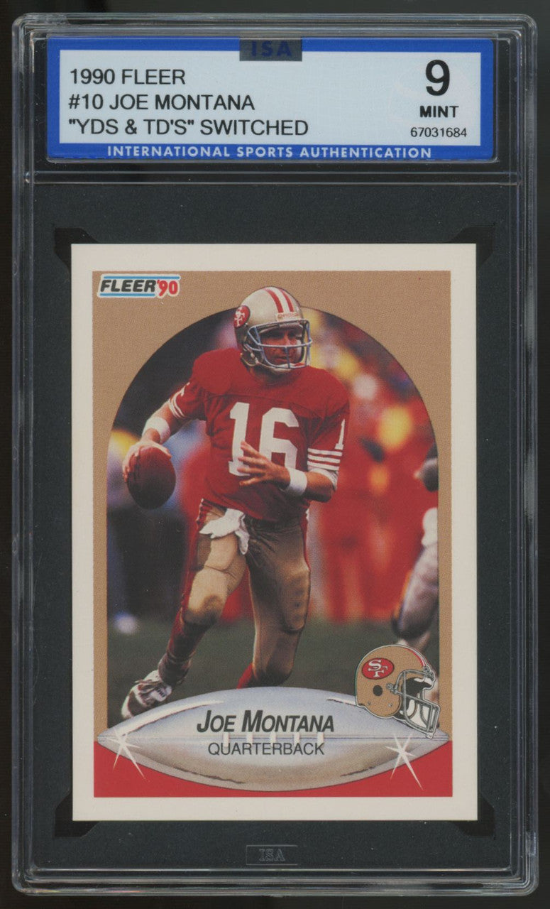 1990 Fleer Joe Montana TD's Error #10 ISA 9 *684