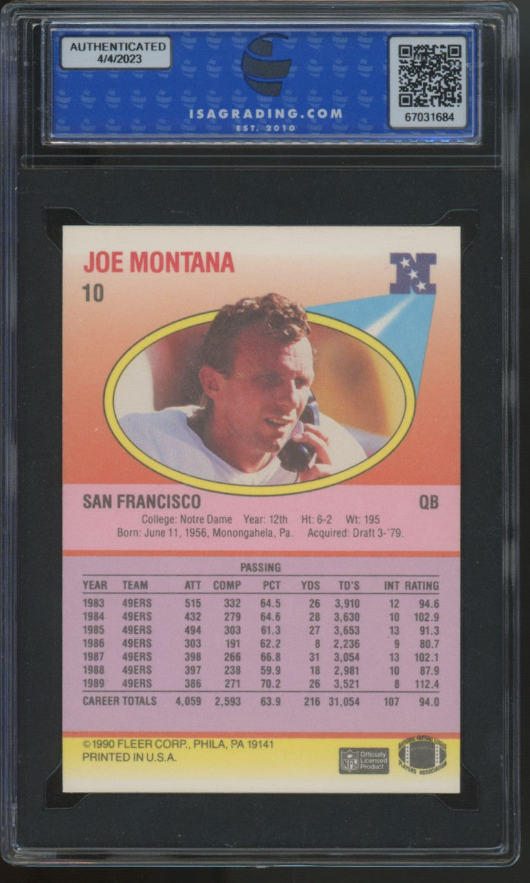 1990 Fleer Joe Montana TD's Error #10 ISA 9 *684