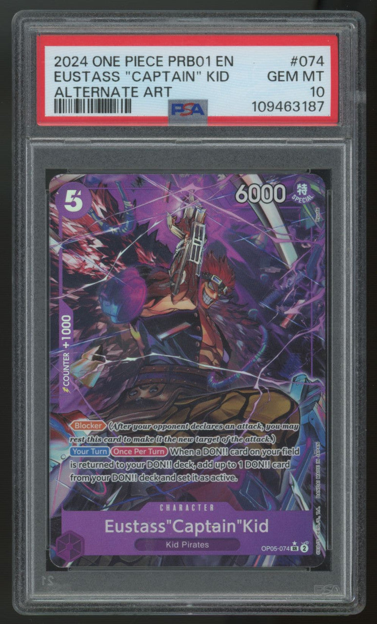 2024 One Piece Eustass "Captain" Kid PRB01 Alt Art #074 PSA 10