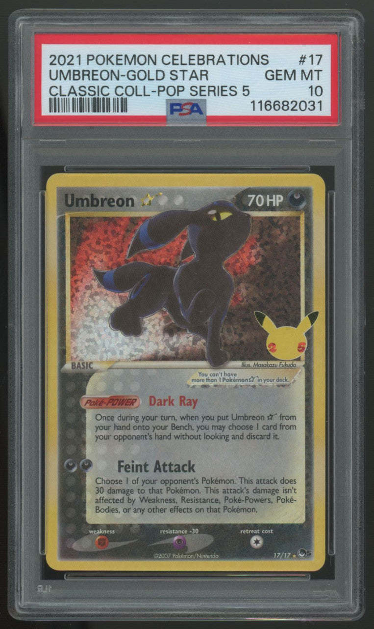 2021 Pokemon Umbreon Gold Star Celebrations Holo #17 PSA 10