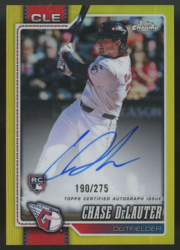 2026 Topps Chrome Chase DeLauter RC Yellow Refractor Auto /275 #RA-CD