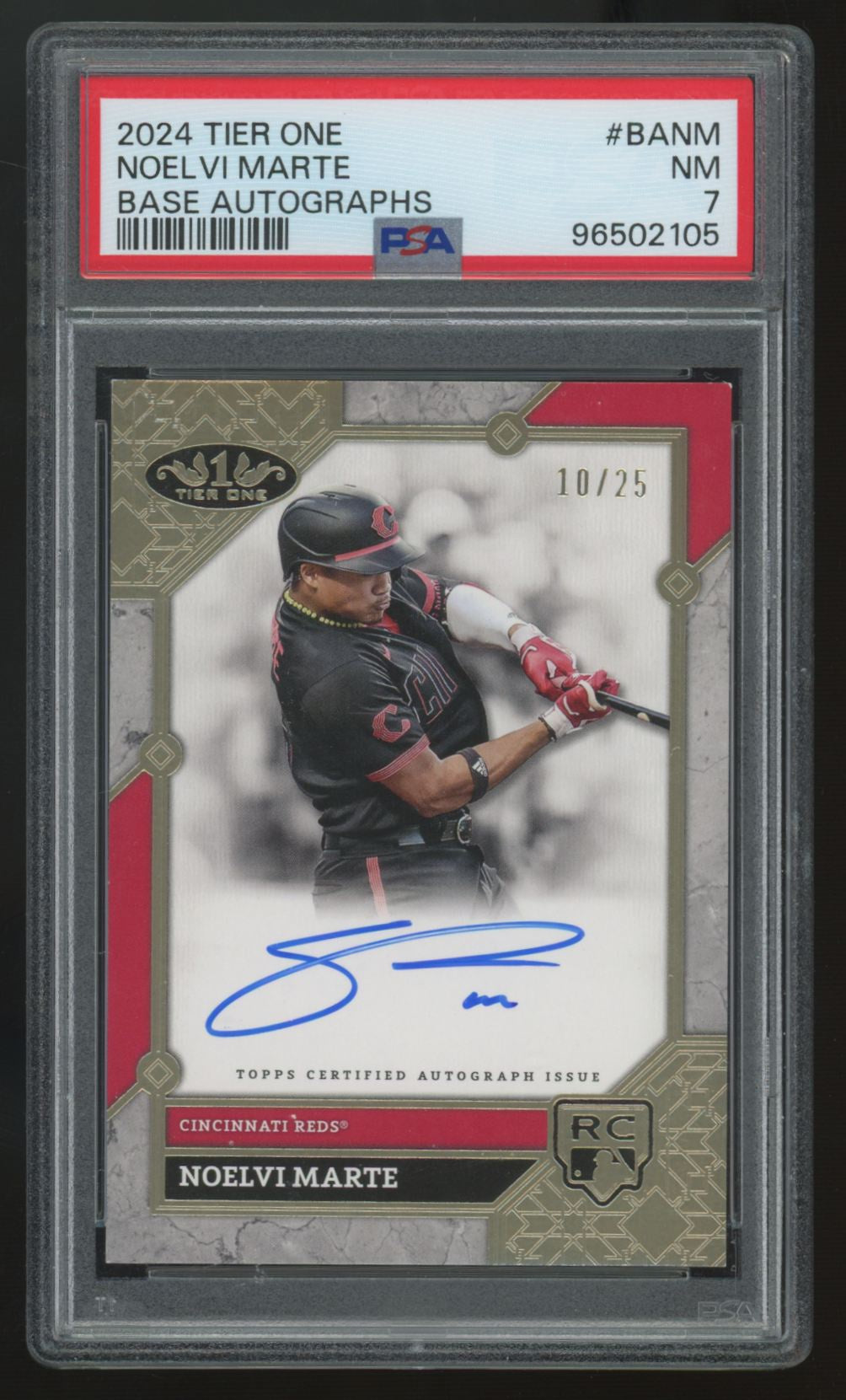 2024 Topps Tier One Noelvi Marte RC Tier 3 Auto /25 #BA-NM PSA 7