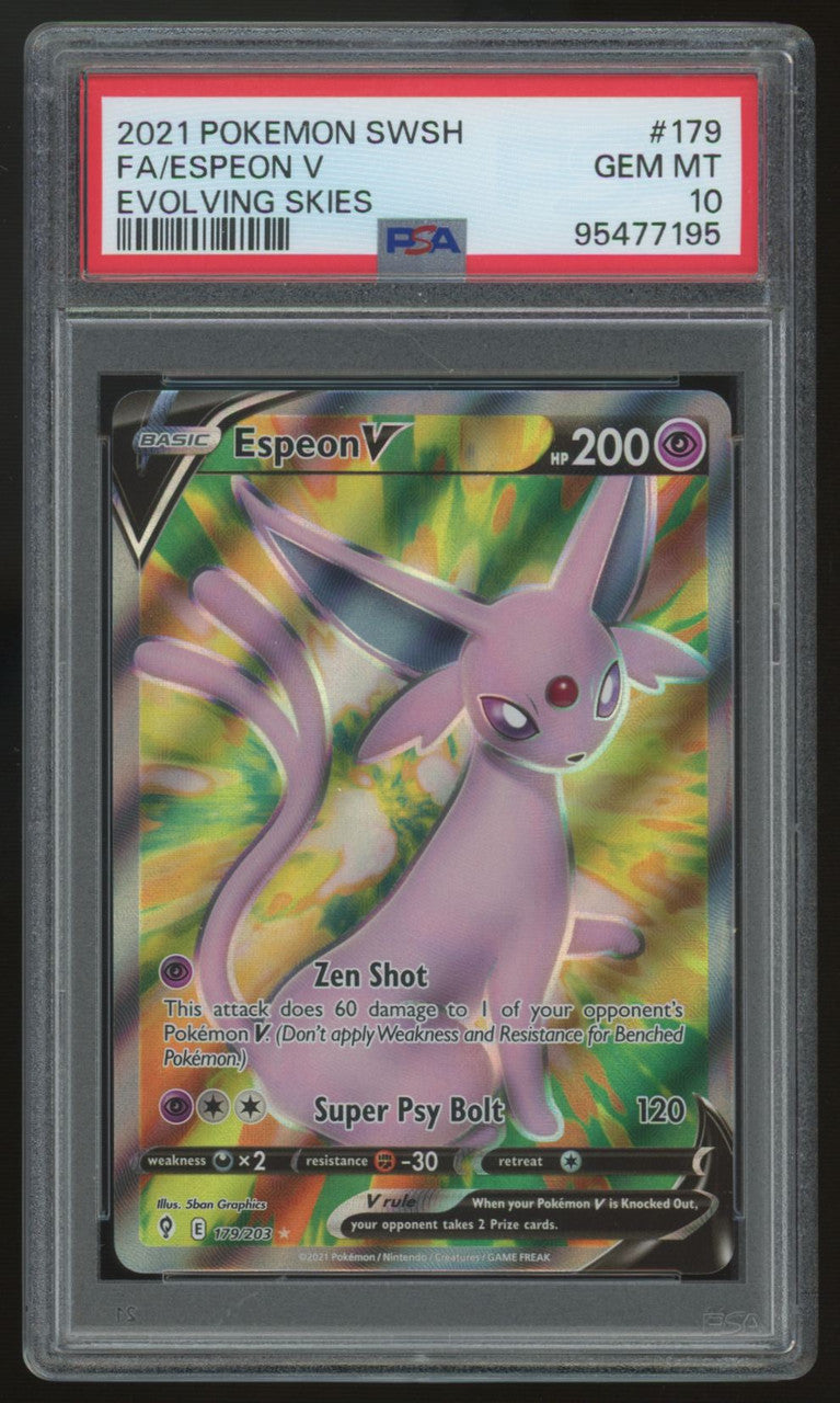 2021 Pokemon Espeon V Evolving Skies Full Art #179 PSA 10