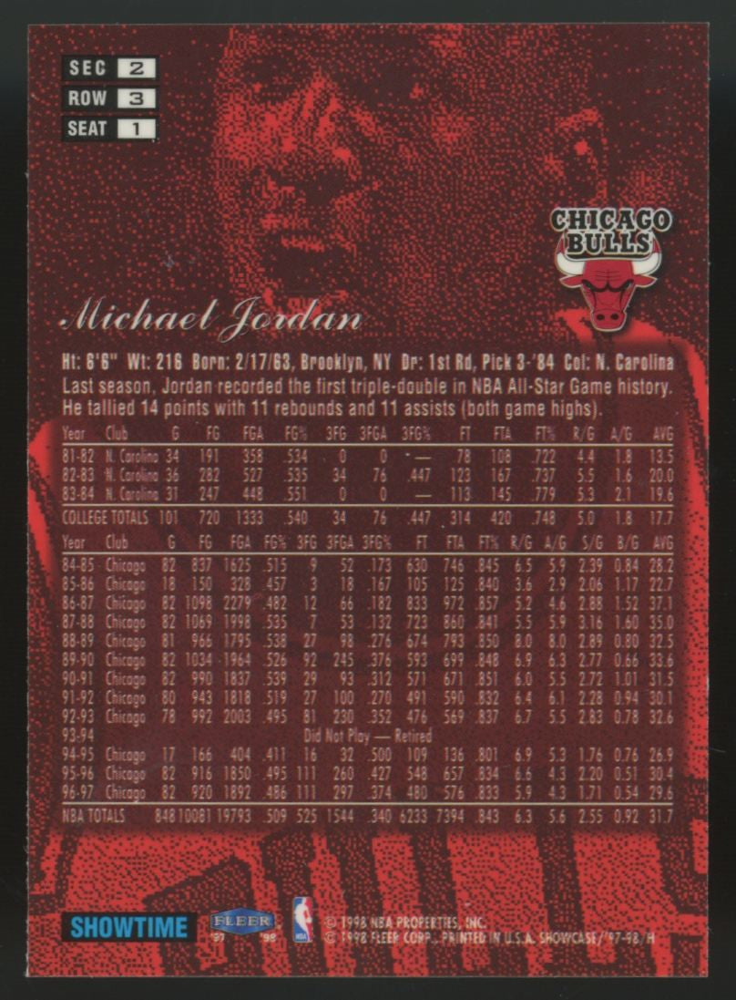 1997-98 Flair Showcase Michael Jordan Row 3 #1 "D"